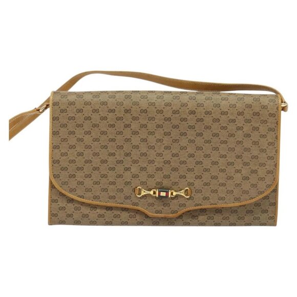 GUCCI Micro GG Supreme Shoulder Bag PVC Beige Gold Auth - Picture 9 of 16